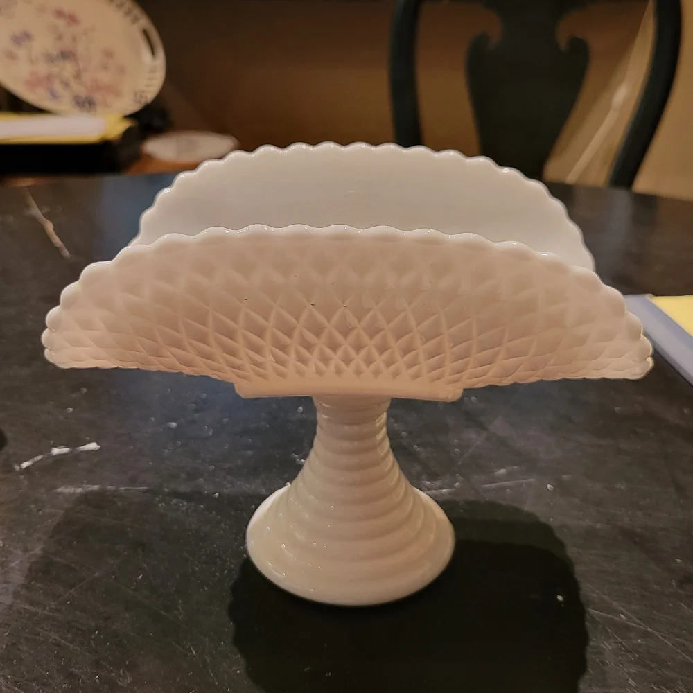 Milk Glass Banana Boat Fruit Bowl